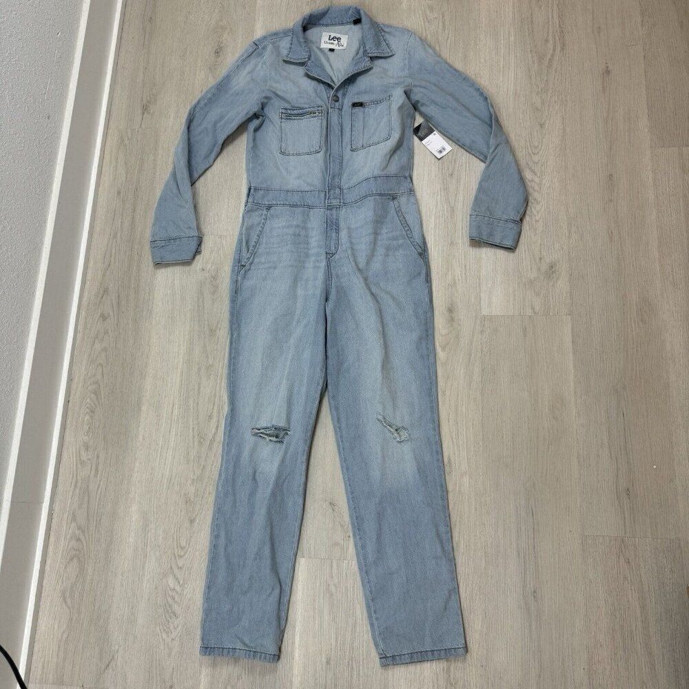Free People Lee Vintage Modern Union All Coveralls Size XS Barely Blue Denim